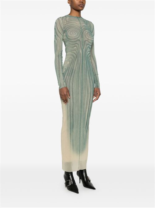 Spiral Printed Mesh Long Dress with Ruffles JEAN PAUL GAULTIER | 2534FRO390T5870351